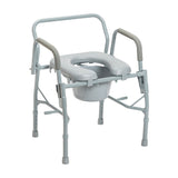 Commode de chevet à accoudoirs tombants en acier avec siège et accoudoirs rembourrés