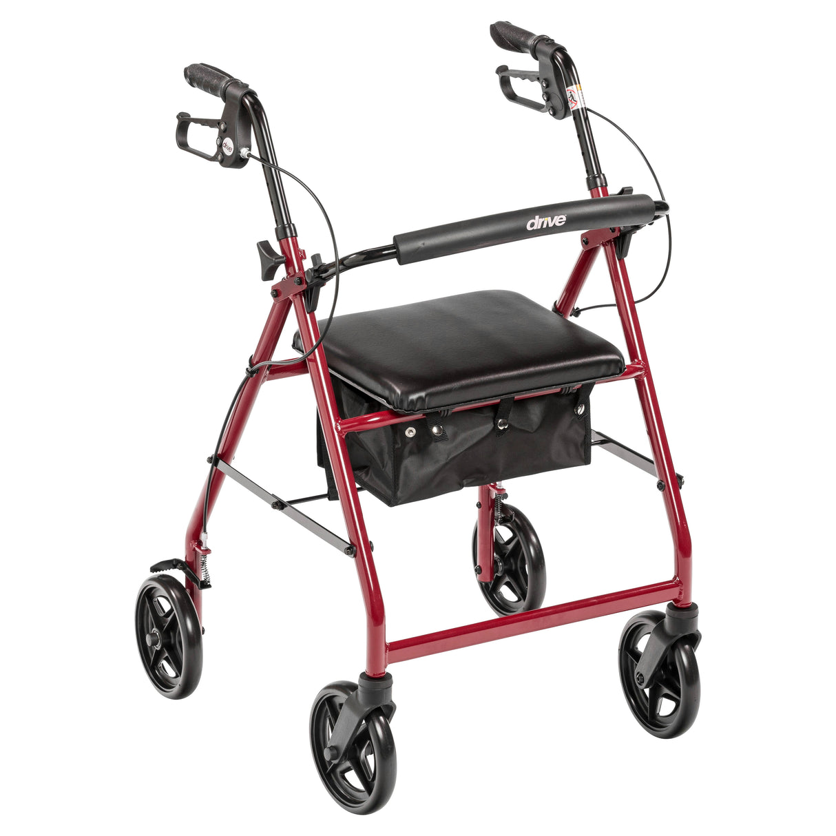 Aluminum Rollator Rolling Walker with Fold Up and Removable Back Support and Padded Seat, Red - Behope - R728RD