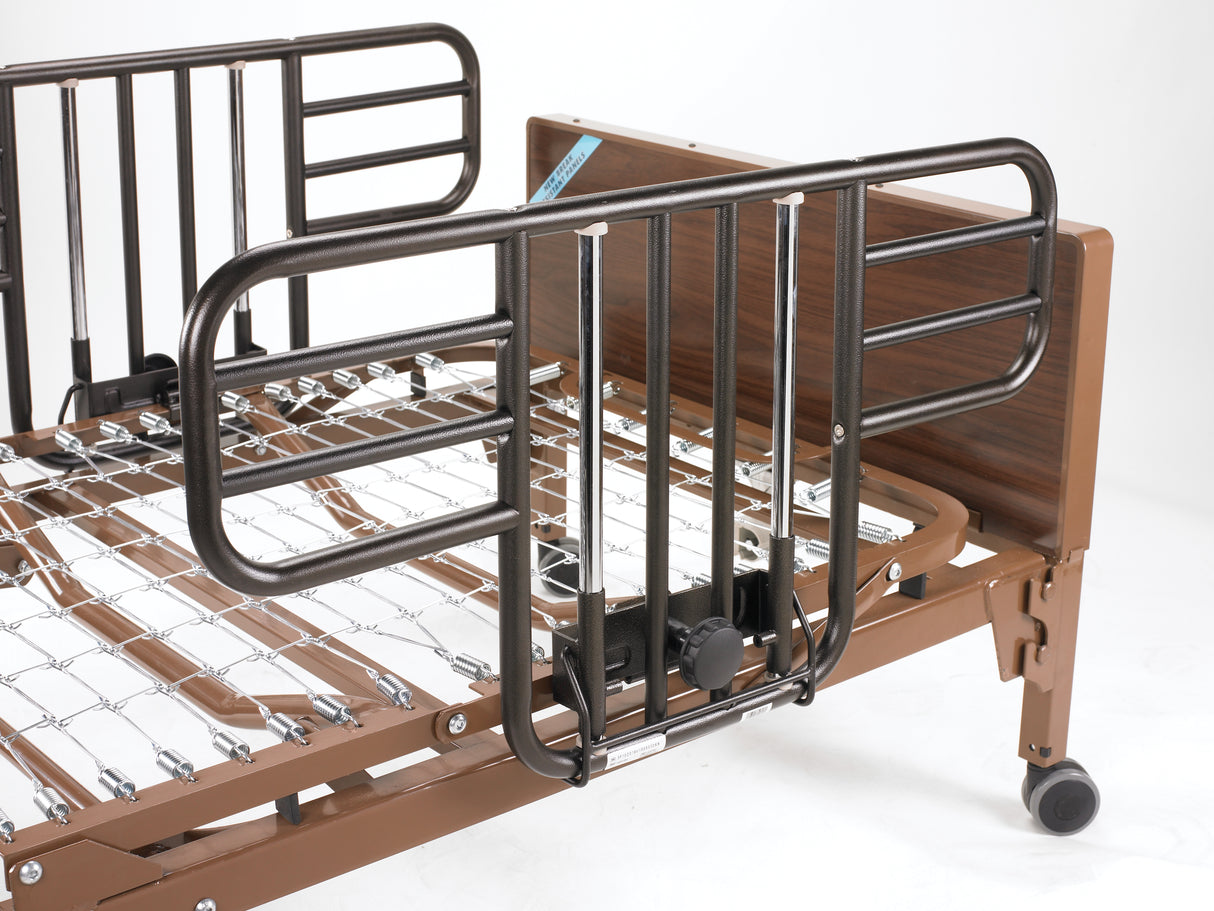 No Gap Half Length Side Bed Rails with Brown Vein Finish - BeHope