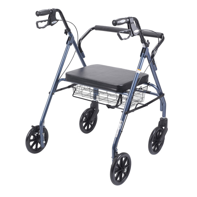 Heavy Duty Bariatric Rollator Rolling Walker With Large Padded Seat, Blue - BeHope
