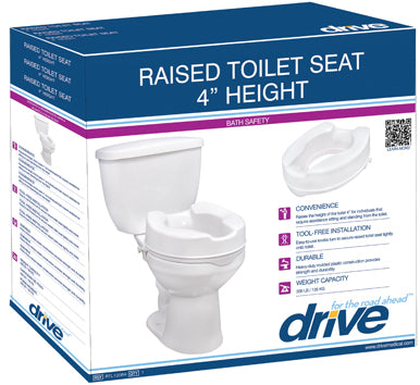 Raised Toilet Seat with Lock, Standard Seat, 4" - BeHope