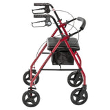 Aluminum Rollator Rolling Walker with Fold Up and Removable Back Support and Padded Seat - BeHope