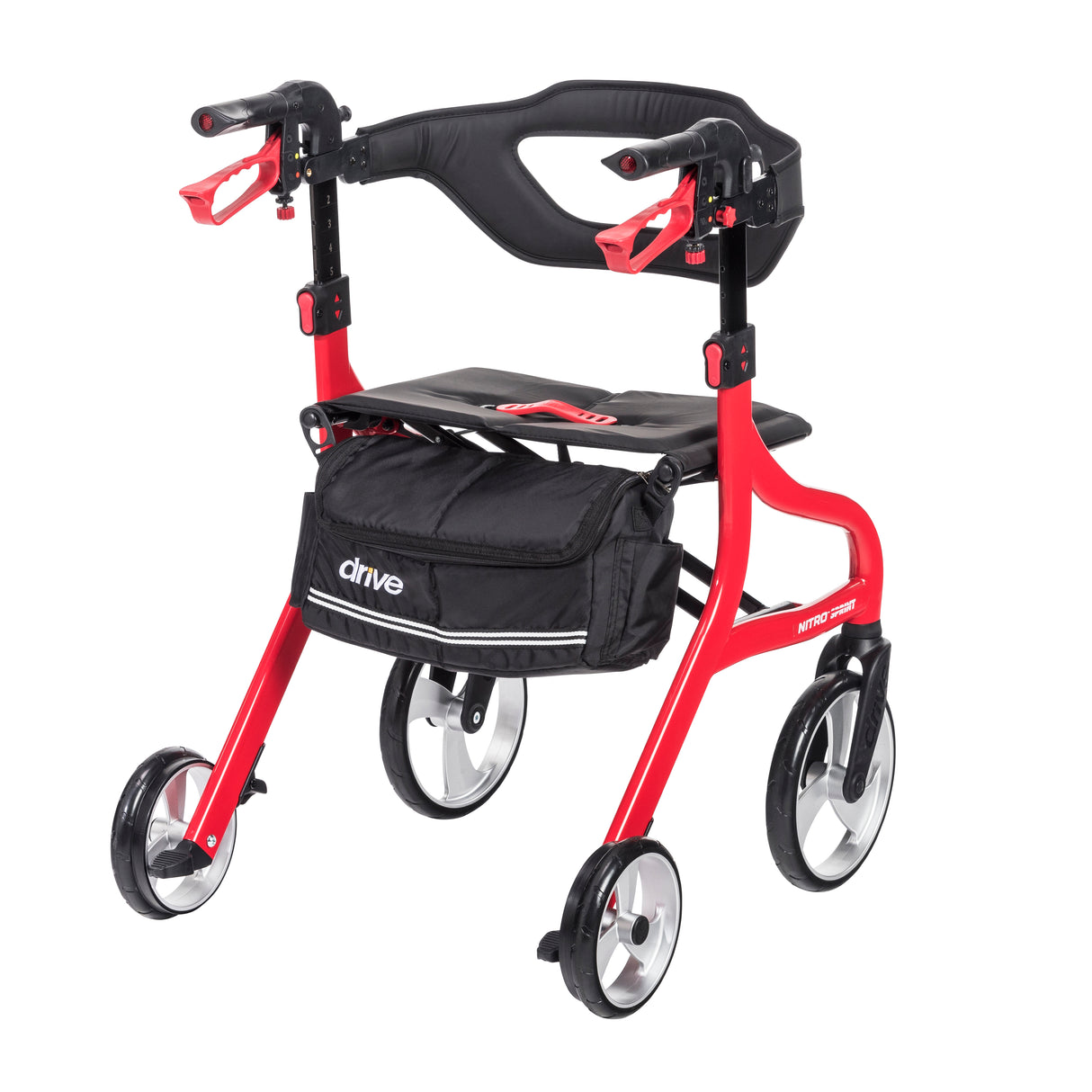 Andador con ruedas Nitro Sprint Rollator, color rojo