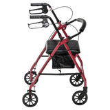 Rollator Rolling Walker with 6" Wheels, Fold Up Removable Back Support and Padded Seat