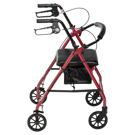 Rollator Rolling Walker with 6" Wheels, Fold Up Removable Back Support and Padded Seat - BeHope
