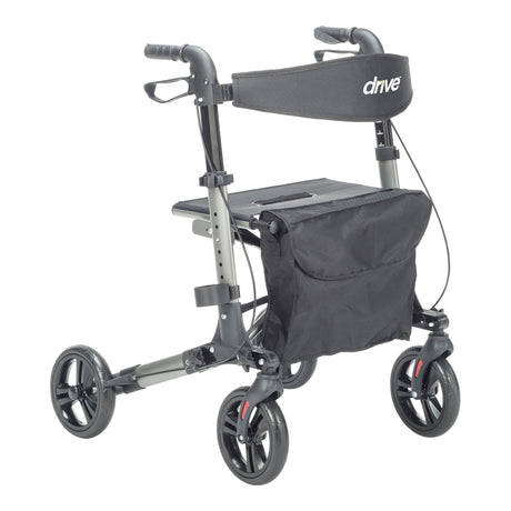 Compact Folding Rollator Rolling Walker, Grey/Black - BeHope