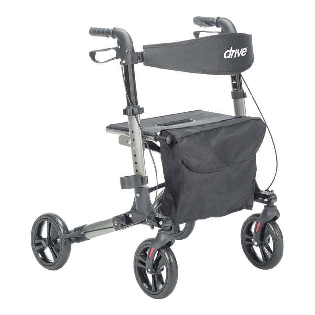 Compact Folding Rollator Rolling Walker, Grey/black - BeHope