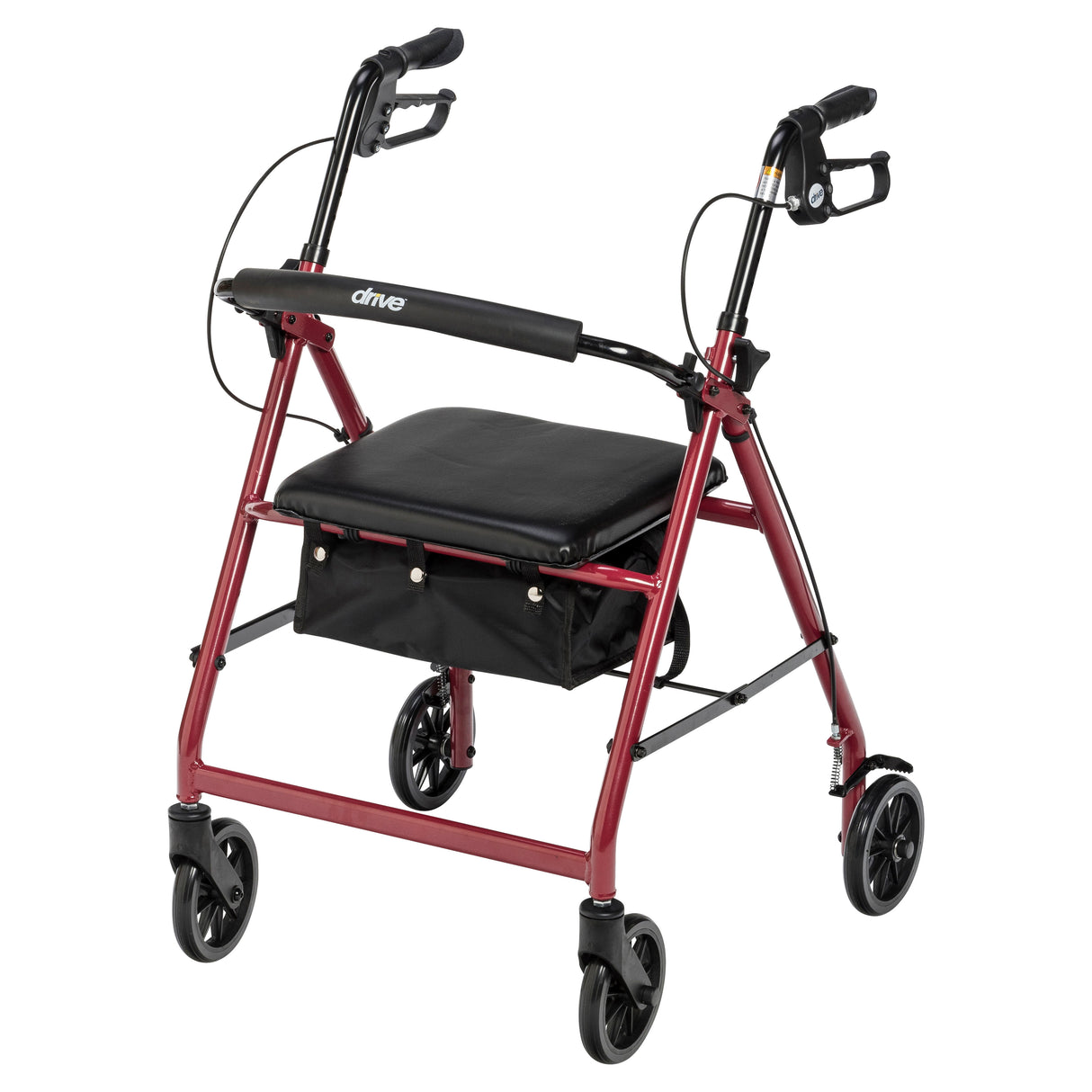 Rollator Rolling Walker with 6" Wheels, Fold Up Removable Back Support and Padded Seat