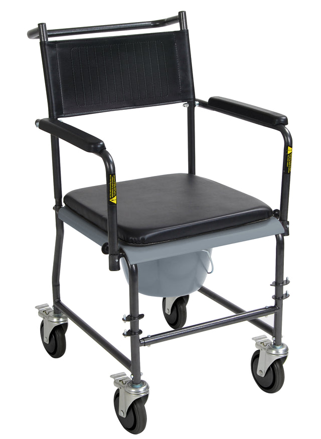 Upholstered Drop Arm Wheeled Commode - BeHope