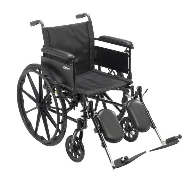 Cruiser X4 Lightweight Dual Axle Wheelchair With Adjustable Detachable Arms, Full Arms, Elevating Leg Rests, 16" Seat - BeHope