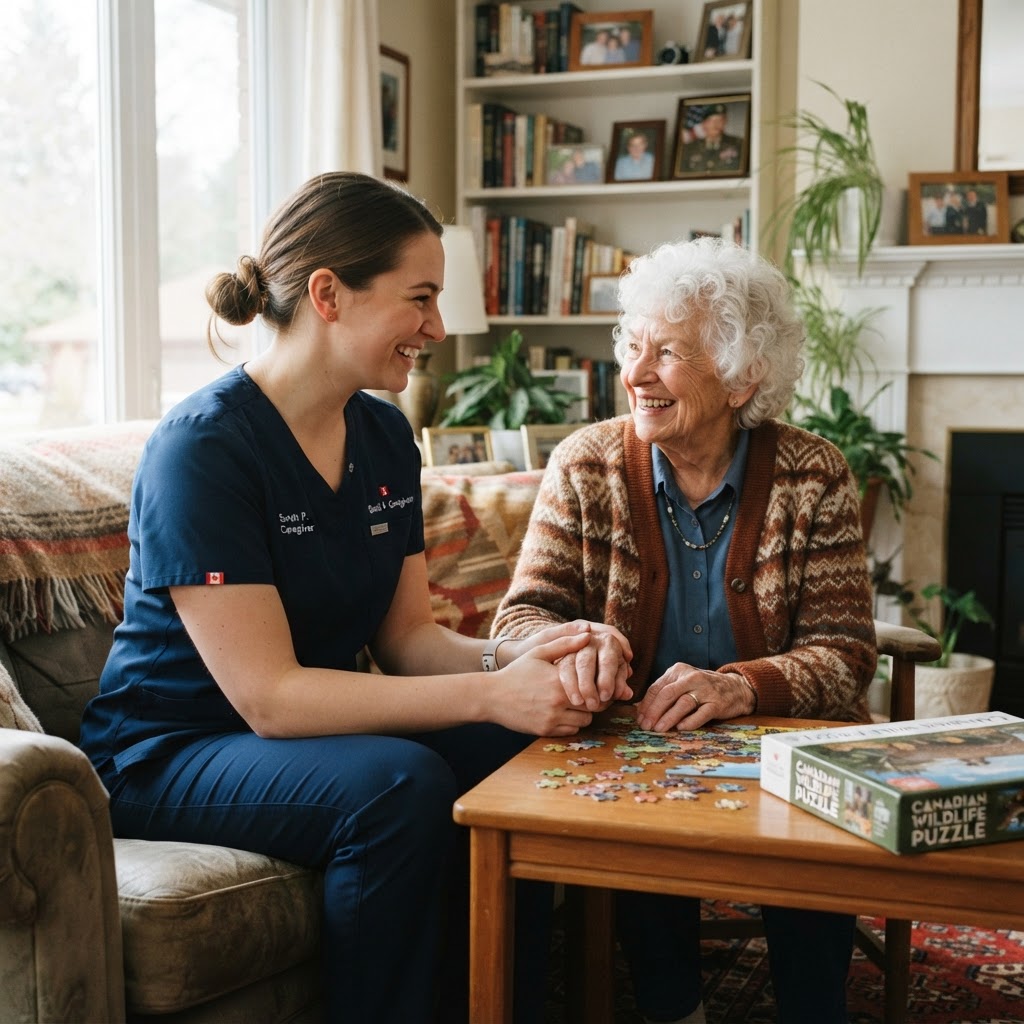 Caregiver supporting a BeHope customer at home
